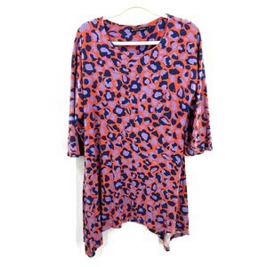 Gudrun Sjoden leopard tricot maximalist scandi-chic lagenlook tunic top L